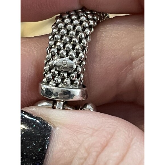 Beautiful Sterling Silver Italy Mesh Style CZ Choker Necklace 16in Party Wedding - Picture 11 of 12